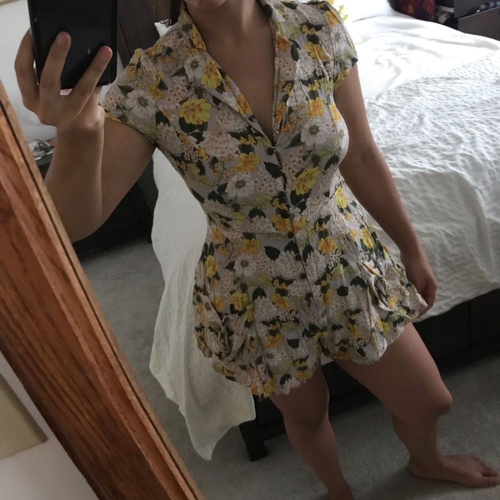 SOLD- Floral button-down romper